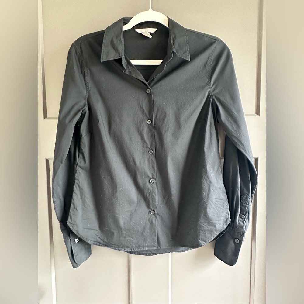 Black Button-Down Blouse